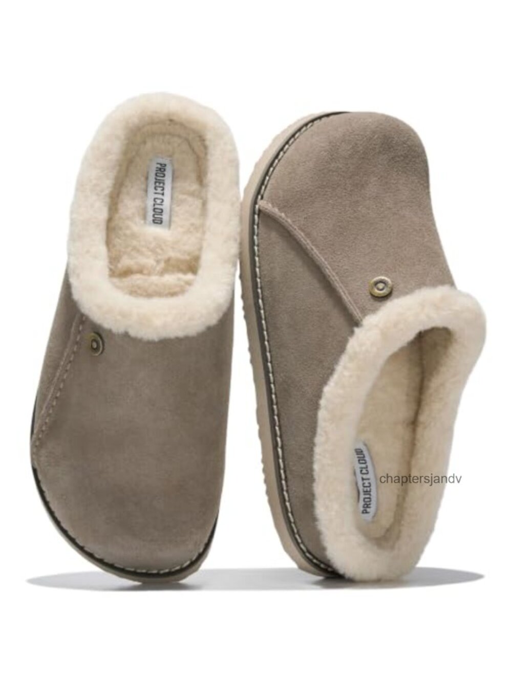 Genuine Suede Clogs for Women Shearling Lined Slip On Mules Memory Foam